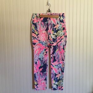 Lilly Pulitzer Kelly pants in Sunken Treasure pink blue coral print size 2 EUC